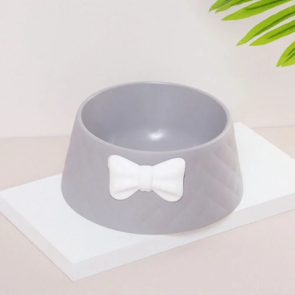 Pet Dog Food Bowls Lovely Bowknot Puppy Feeder Dish Bowl Diamond Pattern