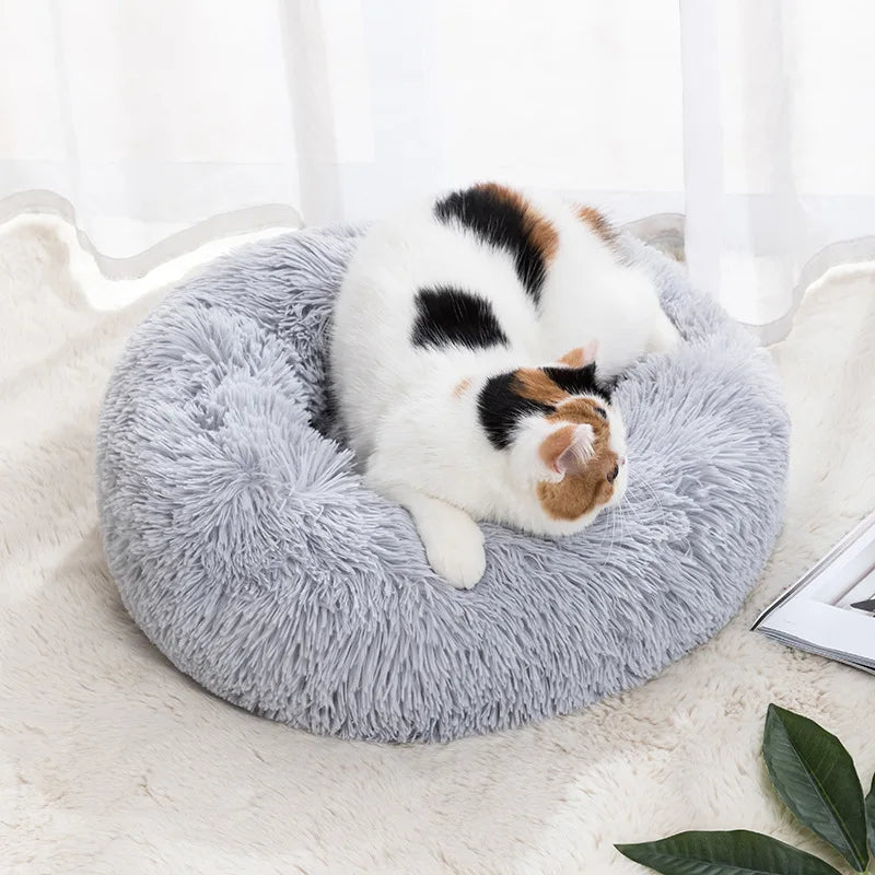 Circular Cat Bed with Plush Insulation Deep Sleep for Pets Soft Macaron Pet Mat Removable and Washable Suitable for All Seasons