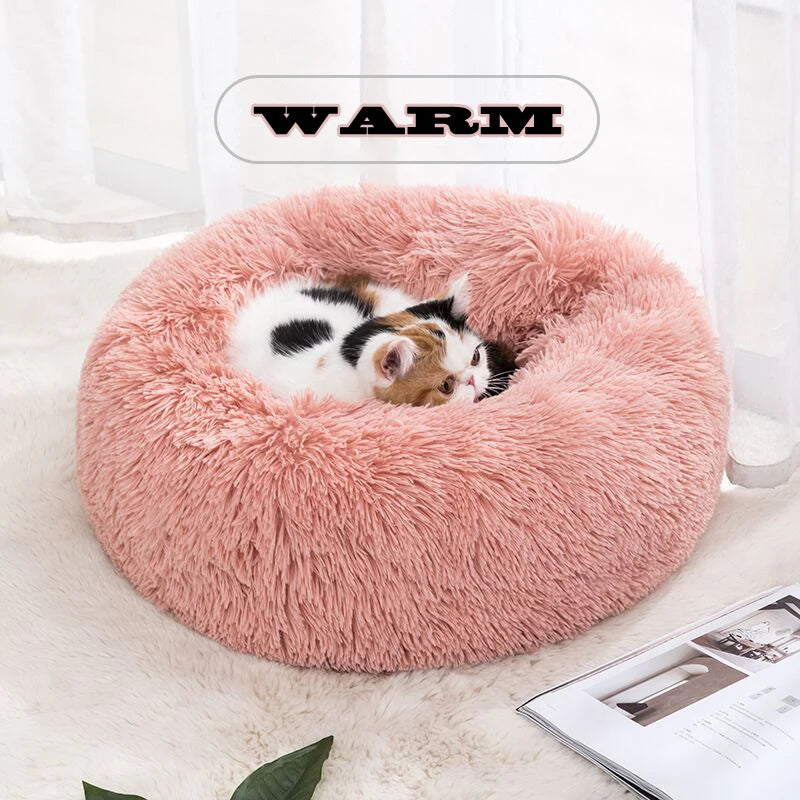 Circular Cat Bed with Plush Insulation Deep Sleep for Pets Soft Macaron Pet Mat Removable and Washable Suitable for All Seasons