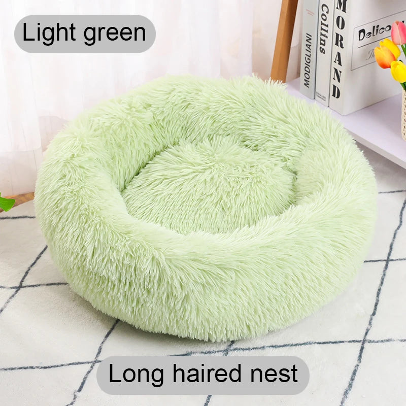 Cat Bed Long Plush Dogs Basket Cushion Cat Bed Cat Mat Animals Sleeping Sofa 40-60cm Round Pet Bed for Large Dog Bed Super Soft