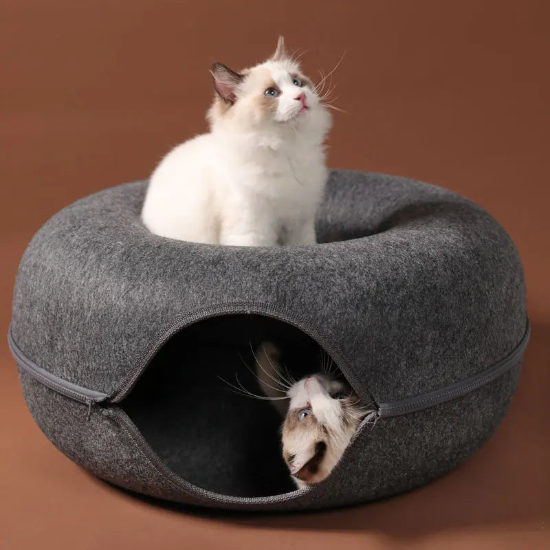 Donut Cat Bed for 2 Cats Pet Cat Tunnel Toys Kitten House Basket 
Interactive Play Toys for Cats Nest