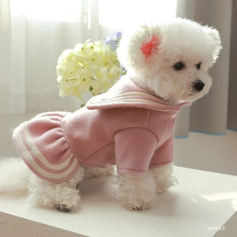 1PC Pet Apparel Cat Dog Autumn and Winter Thickened Warm Pink Gold Princess Dress Suitable for Small and Medium sized Dogs