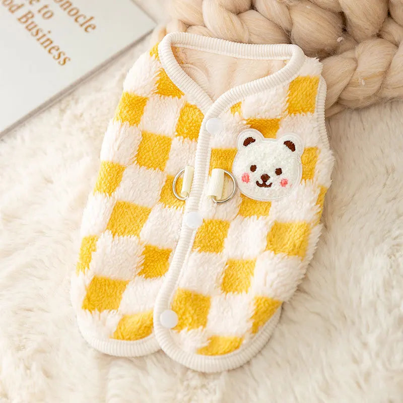 Luxury Dog Vest Coat Warm Soft Dog Clothes Autumn Puppy Jacket Cute Print Cat Coat Pet Jacket Coat Chihuahua Clothes Dog Apparel