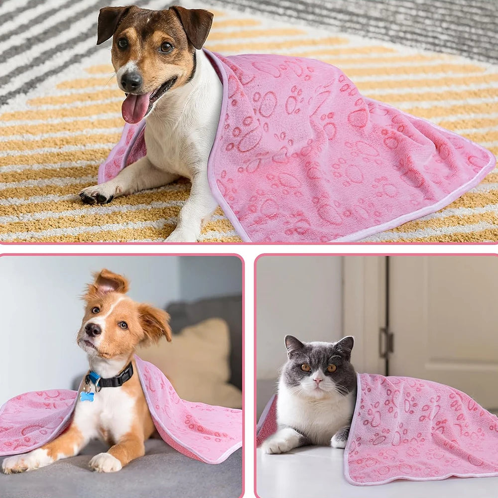 Pink Soft Fluffy High Quality Pet Blanket Cute Paw Print Dog Blanket Pet Mat Warm and Comfortable Blanket for Cat Dogs