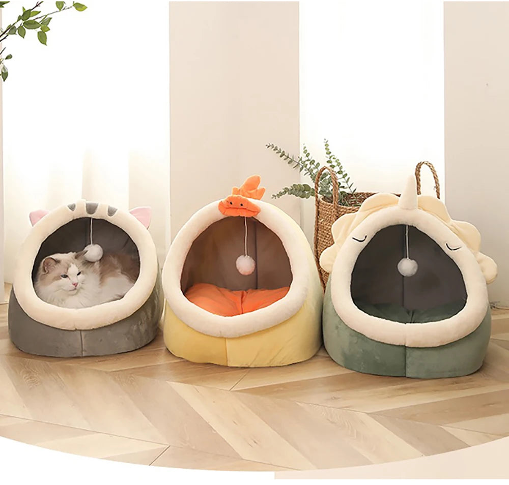 Cat Bed House Kennel Nest Round Pets Sleeping Cave
 Kitten Beds Pet Basket Cozy Kitten Lounger Cushion