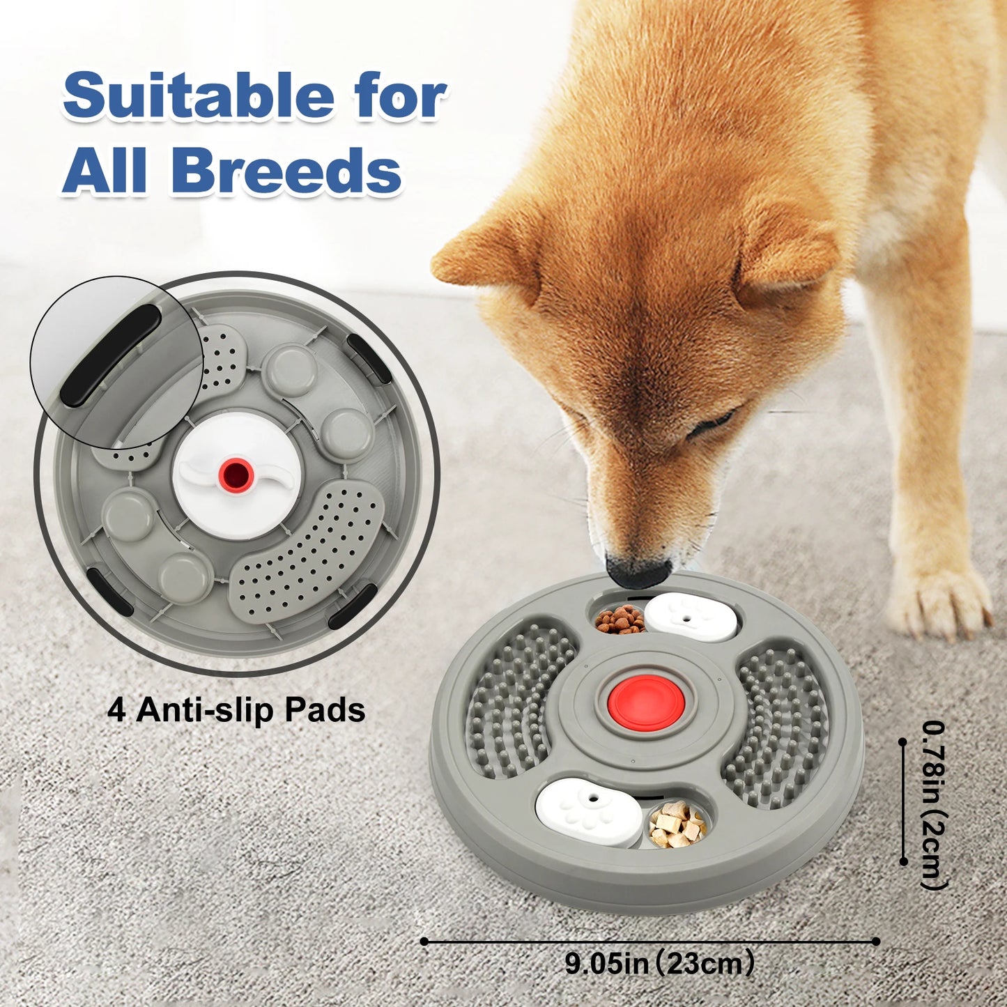 Dog Slow Feeder Device Pet Anti suffocation Bowl 2 in 1 Treat Puzzle & Lick Mat Anti Slip and Large Capacity Feeder Pet Supplies