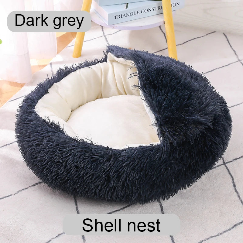 Cat Bed Long Plush Dogs Basket Cushion Cat Bed Cat Mat Animals Sleeping Sofa 40-60cm Round Pet Bed for Large Dog Bed Super Soft