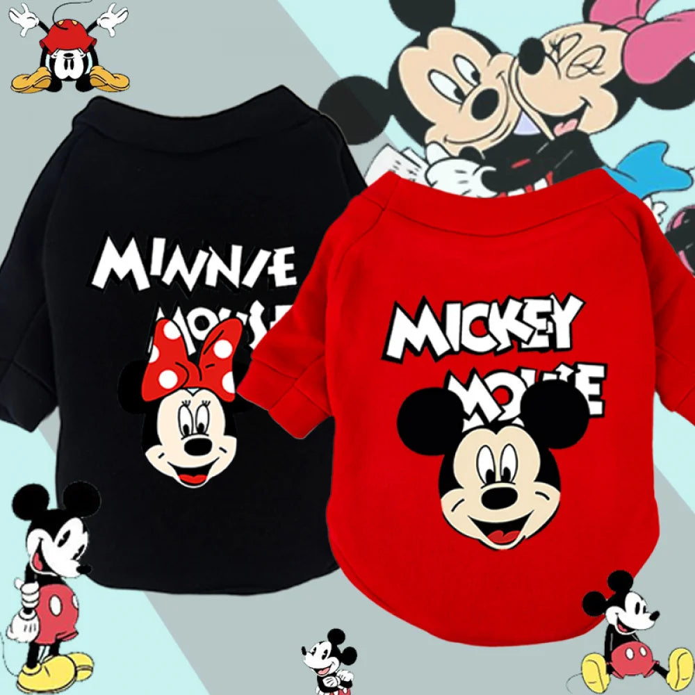 1pc pet Hoodless hoodie Polyester sweatshirt Mickey Minnie printed suitable for small and medium dog breeds