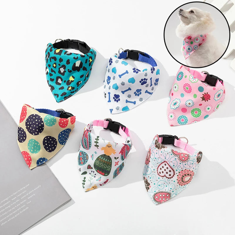 Adjustable Dog Bandanas Large Pet Scarf Pet Cotton Plaid WashableBow Ties Collar Cat Dog Scarf Large Dog Accessories Kerchief