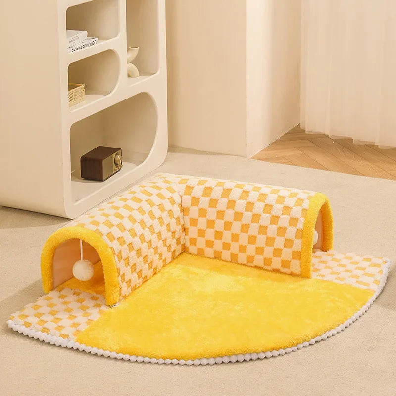 Play Cat Tunnel Dog House Bed Kitten Dog Basket Bed Cute Cat House Home Mat Pet Kennel Products Cama Para Gatos